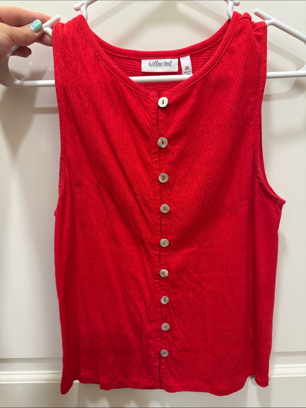 Willow & Root Classic Red Button-Front Tank Top